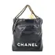 CHANEL 22 Mini Handbag菱格紋縫線亮面小牛皮肩背包(黑色)