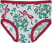 [Kic Kee Pants] KicKee Girls Print Underwear, Soft Girl Panties, Toddler to Big Kid, All Day Wear, Illusion Blue Mistletoe & Ribbons, 2-3 Years
