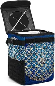 Car Trash Can with Lid,Bag Hanging Storage Pockets Leak-Proof,Portable Garbage Bin,Flower Ethnic Style Texture
