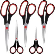 Qcdou Scissors, 5 Pack Stainless Steel Scissors in Five Sizes, Scissors Set, Sharp Scissors, Comfort-Grip Handles, Multi-Purpose Scissors for School, Office and Home(B)