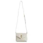 SAINT LAURENT 1990$ White Loulou Toy Strap Bag, Quilted Y Leather, YSL Cassandre