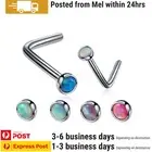 2PCS Opal Nose Studs Ring Surgical Steel Piercing Ear Body Jewellery