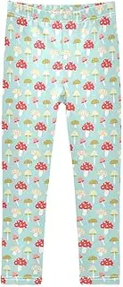 [Joisal] Trendy Mushrooms Mint Girl Leggings, Ideal for Halloween Leggings for Girls, Children Leggings, 4-10T