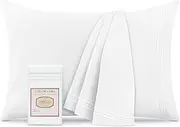 Mellanni Pillow Cases - Luxury, Extra Soft, Cooling Pillow Covers - 2 PC Iconic Collection Pillowcases - Envelope Closure (Standard/Queen 20" x 30", White)