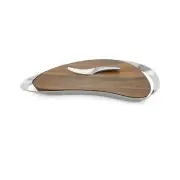 nambe Pulse Cheese Board with Knife | Made of Acacia Wood and Stainless Steel...