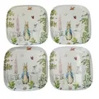 Beatrix Potter Peter Rabbit Set of 4 Square Melamine Dinner Plates 10" NWT