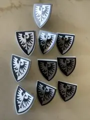 Lot Of 10 New Lego 10305 Castle Black Falcon Shields Black Silver Eagle Bird