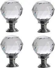 Drawer Knobs for Dresser 2 Pcs 1.37 * 0.94Inch Single Hole Transparent Silver Bottom Drawer Cabinet Crystal Acrylic Handle