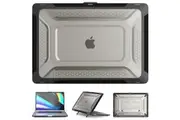 WASSUP MacBook Pro 16 inch Case 2019 Heavy Duty Honeycomb Hard Shell with Slim TPU Bumper & Fold Kickstand-Black