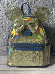 Disney Minnie Mouse EARidescent Gold Loungefly Mini Backpack 50th Anniversary