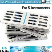 X5 Surgical Sterilization Cassette Rack Box Autoclave Tray Probe Box For 5 Tools