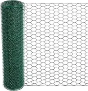 Mklsit Chicken Wire for Floral Arrangements, 15.7 x 157 Inches Green Mesh, 0.6 Inch Hexagonal Galvanized PVC Coated Netting Fence for Crafts, Poultry, Garden