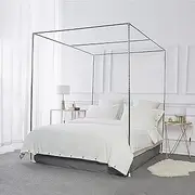 Foreate Canopy Bed Frame Stainless Steel Queen Size Bed Canopy Frame & Bed Poles, Fit for Four-Corner Bed and Mosquito Curtains, Queen (Silver)