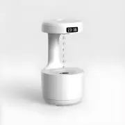 Anti-Gravity Humidifier with Floating Droplets & LED Clock | Modern Air Purifier