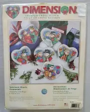 Dimensions Cross Stitch Kit - Snowman Hearts Ornaments
