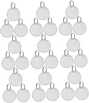 Homoyoyo 80pcs Metal Rim Key Tags Blank Round Paper Labels with Split Rings for Easy Attachment Custom Identification for Home Office Car and Party Use