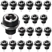 5.5x2.1mm 2 Pins DC Power Jack Female Panel Mounting Connector Socket 20 Pieces