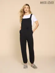 White Stuff Black 100% Cotton Jersey Daphne Dungarees (D40044) | $127