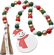 MAGICLULU Christmas Bead Garland with Tassel Rustic Home Adornment for Holiday Decor Unique Snowman Design for Tiered Tray Beaded Hanging Decoration for Festive Atmosphere