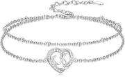 [Dorunmo] Initial Anklet 925 Sterling Silver Letter A-Z Layered Heart Anklet Beach Jewelry Birthday Gifts for Women