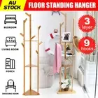Wooden Coat Stand Storage Rack Clothes Hanger Hat Tree Jacket Bag Umbrella Hooks