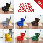 35 QT Combo Janitor Mop Bucket and Side Press Wringer 7 Color Choices