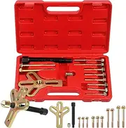 Glarks 13Pcs Harmonic Balancer Steering Wheel Puller Kit Power Steering Pulley Puller Installer Tool Set Crankshaft Pulleys and Gears for Car Pickup SUV
