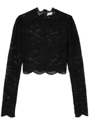 Rabanne Cropped Lace top - Black - 34 (UK6 / XS) 34 (UK6 / XS)