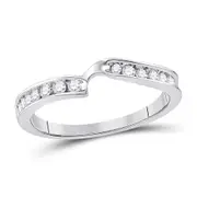 14k White Gold Round Diamond 2-stone Wedding Band 1/4 Cttw