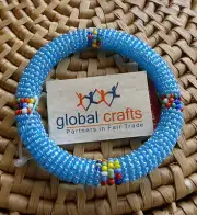 African Jewelry Maasai Masai Beaded Bracelet Bangle Kenya Fair Trade Aqua SML MD