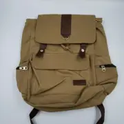 Large Unisex Canvas Backpack Tan Khaki Drawstring Pockets Durable by Bella Russo