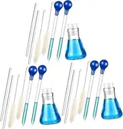 Gatuida 3 Sets Flask Bottle Glass Droppers and Transfer Pipettes Lab Flask Kit Scale