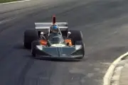 Hans-Joachim Stuck March 741 Ford drifts through Graham Hill Bend 1979 Photo