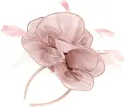 [Gatuida] Fascinator Hat with Flower Versatile Headband Clip for Tea Parties Weddings and Banquets Elegant Headdress for Women Easy to Wear Stunning Hair Accessory