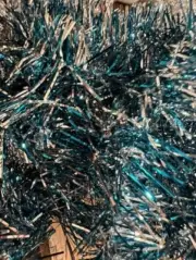 36ft Standard Tinsel Teal & Silver Shiny Garland NEW Tree Deco
