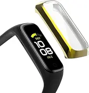 Case Intended for Samsung Galaxy Fit 2 SM-R220 Band All-Around Protective Bumper Slim Plated TPU Case Scratch-Proof Cover Shell Intended for Galaxy Fit 2 Smartwatch Accessories (Gold)