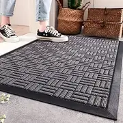 Door Mats for Front Door,Heavy Duty Doormat for Indoor Outdoor,Durable Natural Rubber Waterproof Easy Clean Welcome Mat Rugs for Entry, Patio, 60X90cm, Gray