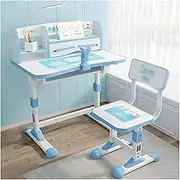 Children's Table Height Adjustable Kids Desk and Chair Set, Writing Table with Graffiti Desktop, Reading Stand, Orthotics, Eye Protection Lamp Humanized