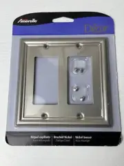 Amerelle Chelsea Brushed Nickel Wallplate Double Rocker Switch Cover 149RRBN