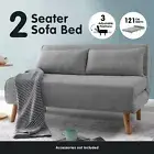 2 Seater Sofa Bed Lounge Couch Modular Furniture Home Linen Fabric Dark Grey