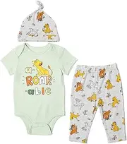 [Disney] Pixar Toy Story Monsters Inc. Lion King Mickey Mouse Mike Baby Bodysuit Pants and Hat 3 Piece Set Newborn to Infant