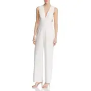 Aidan by Aidan Mattox Womens Ivory Plunging Sleeveless Jumpsuit 10 BHFO 9315