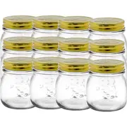 12PK Lemon & Lime 300ml Roma Glass Jars Preserve Jar Container w/ Gold Lids