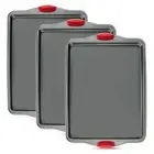 Premium Nonstick Baking Sheet Pans – Set of 3, Heavy-Gauge Carbon Steel, Warp...