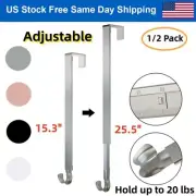 1/2Pack Adjustable Long Over The Door Hanger Metal Clothes Hats Wreath Hook Home