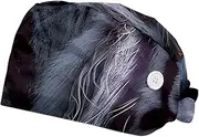 [YTYVAGT] 2-Pc,Scrub Bouffant Caps,Workout Hat with Sweatband Headgear for Women,Forest White Tiger