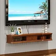 Brown Floating Shelf Floating Shelf, Wall Mounted Background Storage Shelf, Open Shelf with Drawer for SatelliteBox DVD Cable Box (120CM)