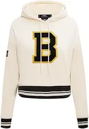 Pro Standard Womens NHL Boston Bruins Retro Classics Cropped Pullover Hoodie Eggshell/Black M