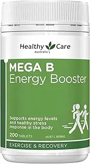 Healthy Care Mega B Energy Booster Tablets - Enhanced Energy & Mood - Premium Dietary Vitamin B Supplement - All-Natural Ingredients - 200 Tablets