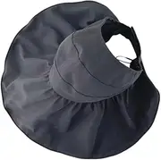 [Generic] Sun Hats Wide Brim Cap UV Protection Visor Roll up Straw Summer Hat Beach Outdoor Gardening Bucket Hat Foldable for Women